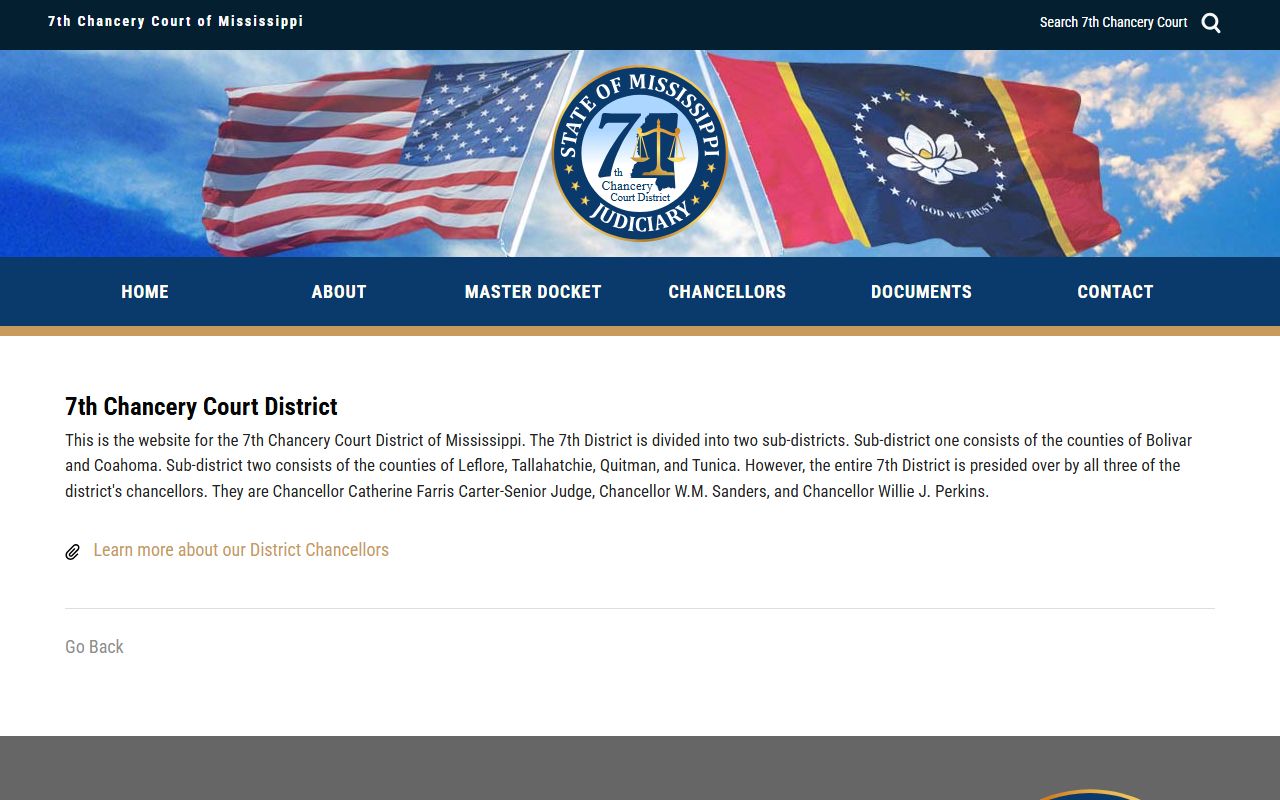 Tallahatchie County Chancery Court records and clerk district information for the Seventh Chancery District