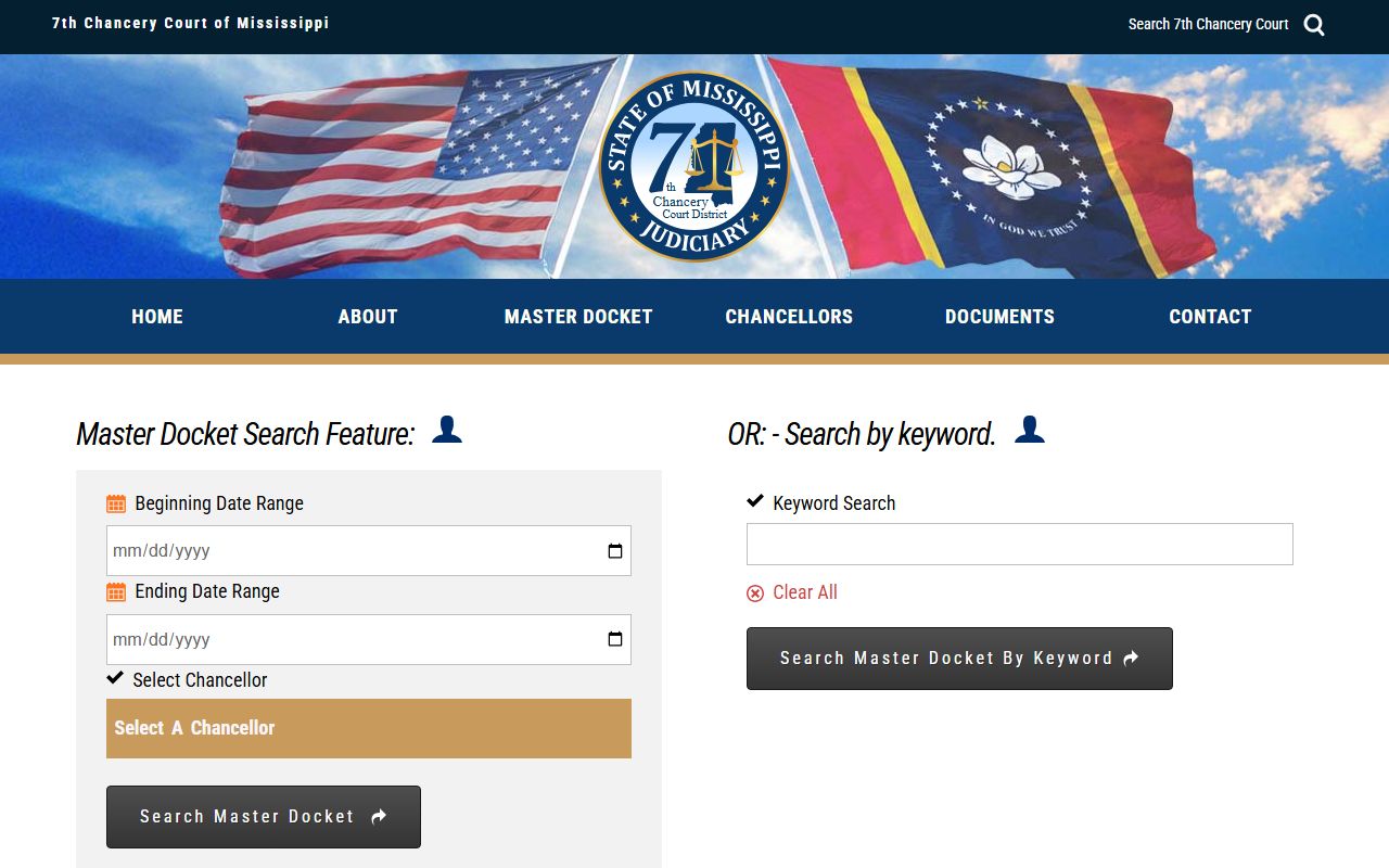 Tallahatchie County Chancery Court docket search on the Seventh Chancery District site