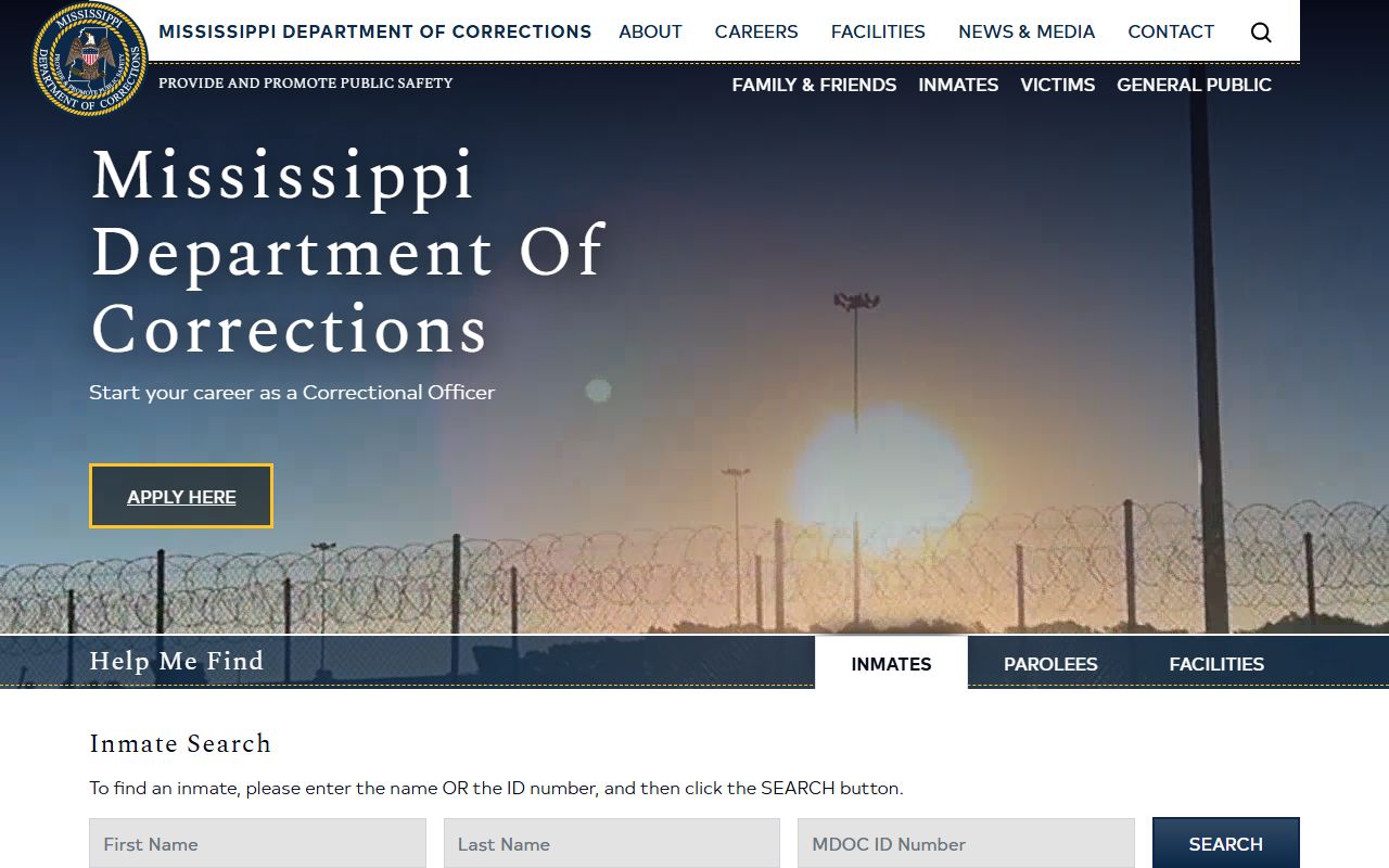 Tallahatchie County state inmate search on the Mississippi Department of Corrections site
