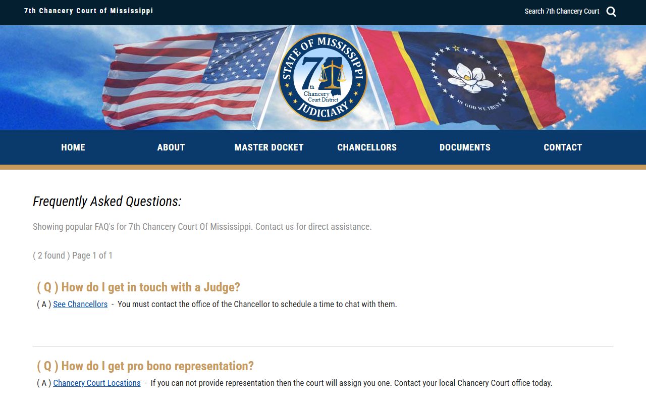 Tallahatchie County divorce questions on the Seventh Chancery Court FAQ page